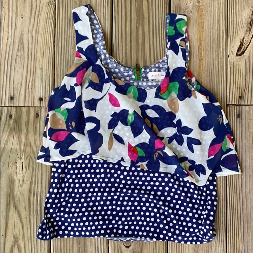 Anthropologie / Maeve Floral & Polka Dot Layered 2